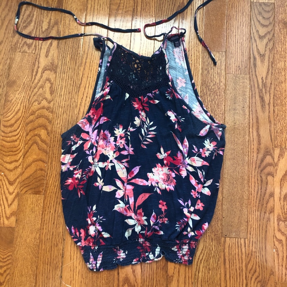 Floral tie tank top